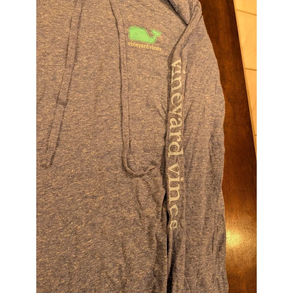 Vineyard Vines Sweater Mens S Heather Blue Green Whale‎ Logo Pullover Hoodie